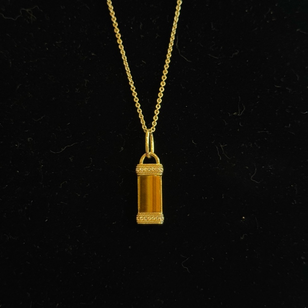 Gold Plated Tiger's Eye Pendant Necklace - Picture 2 of 2